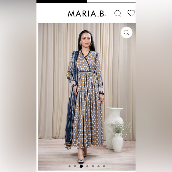 Blue and White Patterned Maria. B. Lawn Dress - Picture 2 of 11